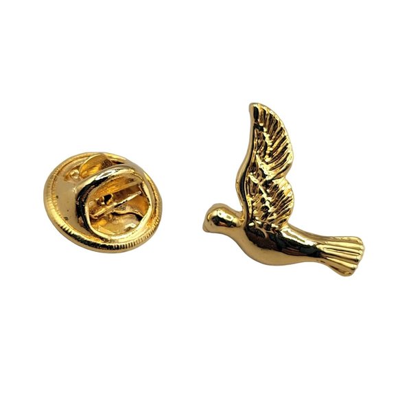 Bird Flying Tack Pin Tie Tack Hat Pin Butterfly Clasp Gold Tone - Picture 2 of 3